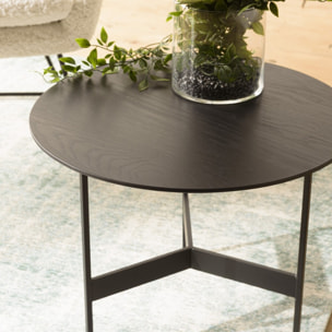 DALY - Table basse ronde noire 50x50cm piètement métal