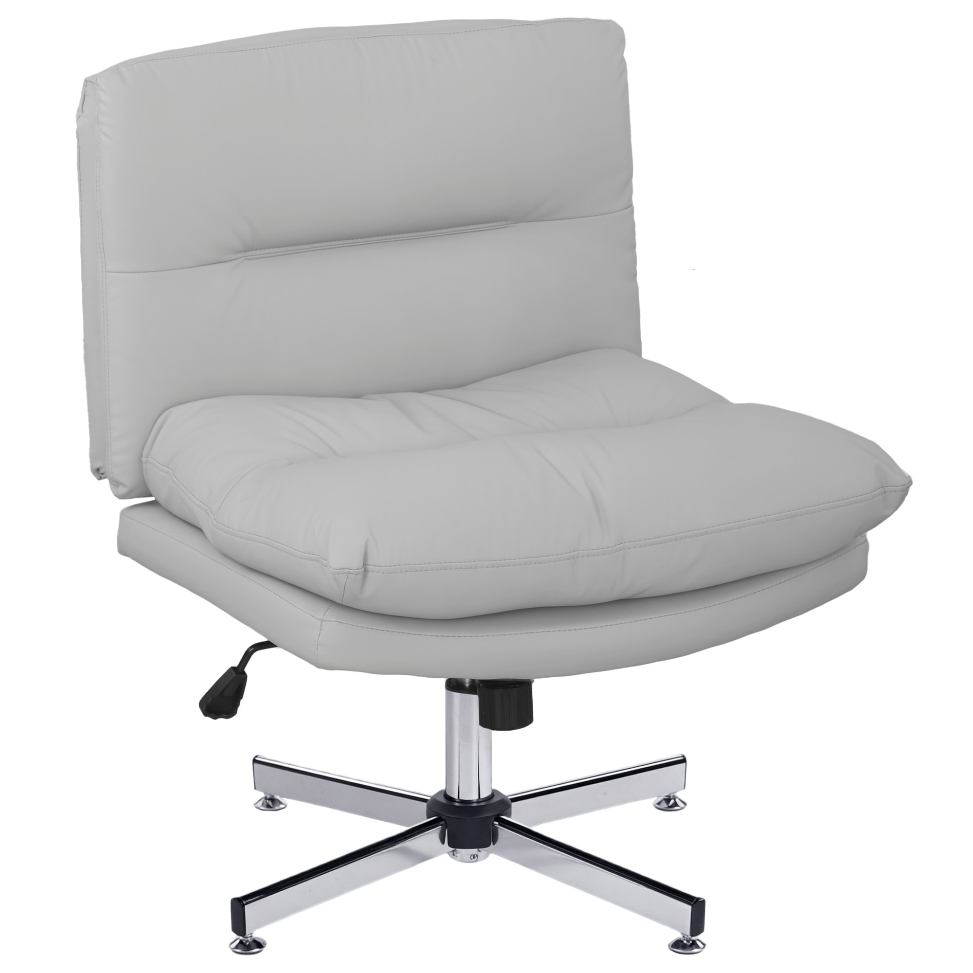 Silla de Escritorio Giratoria Silla de Oficina con Altura Ajustable Función de Basculante Base Cruzada sin Brazos y Asiento Amplio para Estudio Dormitorio Gris