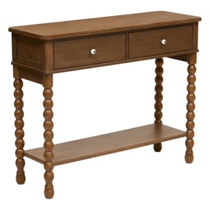 Console Mona rectangulaire 35x100cm 2 tiroirs marron