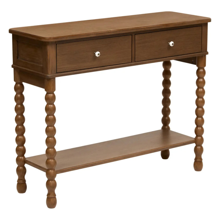 Console Mona rectangulaire 35x100cm 2 tiroirs marron