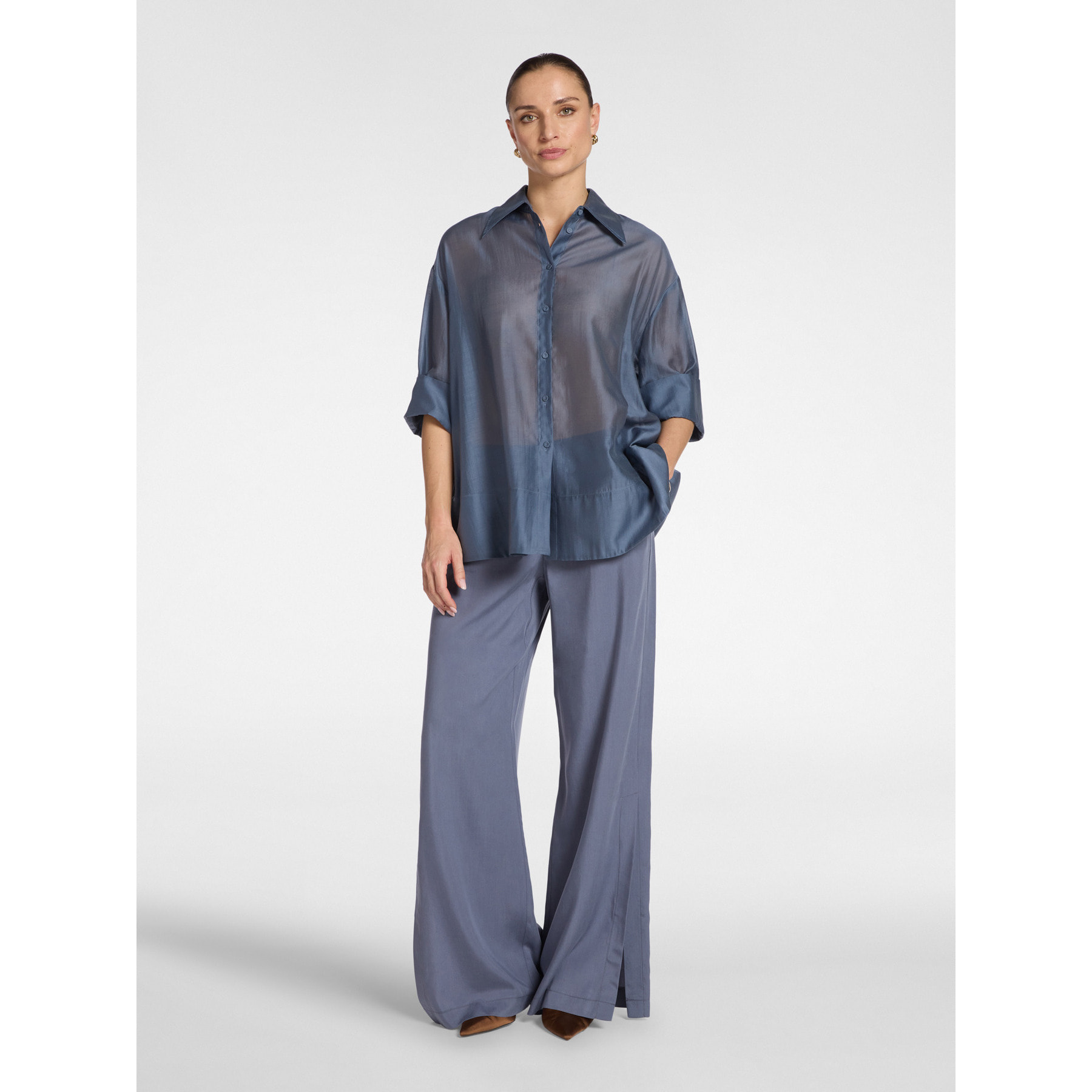 Elena Mirò - Camicia in organza - Blu