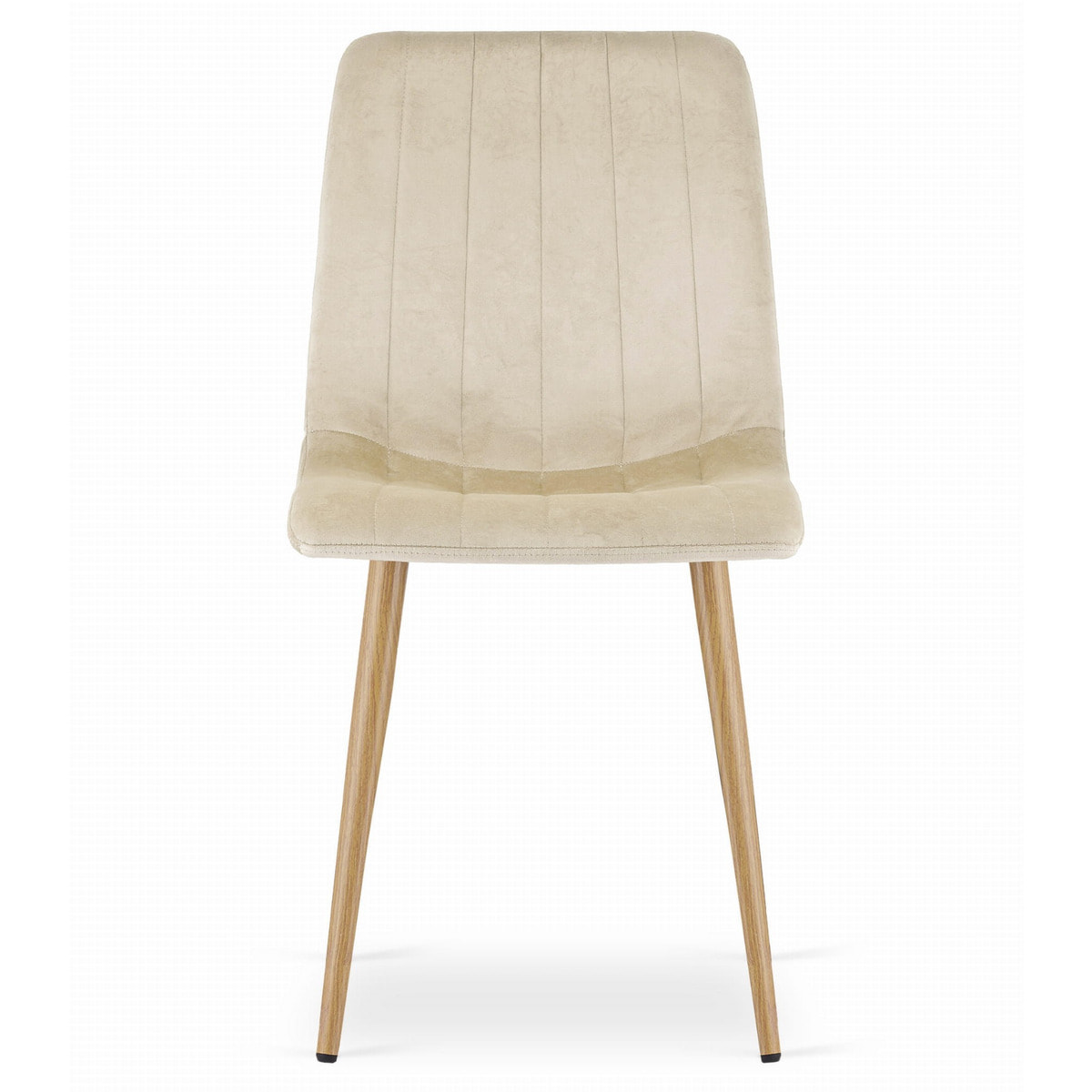 Set di 3 sedie Lava in velluto beige e gambe effetto legno