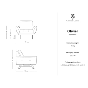 Fauteuil "Olivier" en tissu structurel bleu