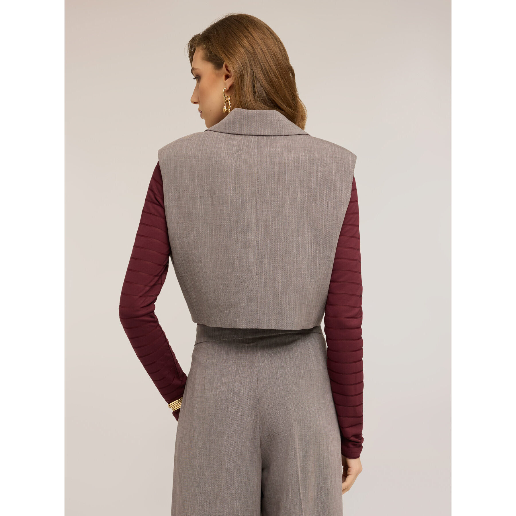 Motivi - Gilet corto con revers - Grigio