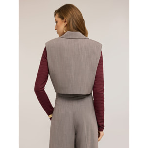 Motivi - Gilet corto con revers - Grigio