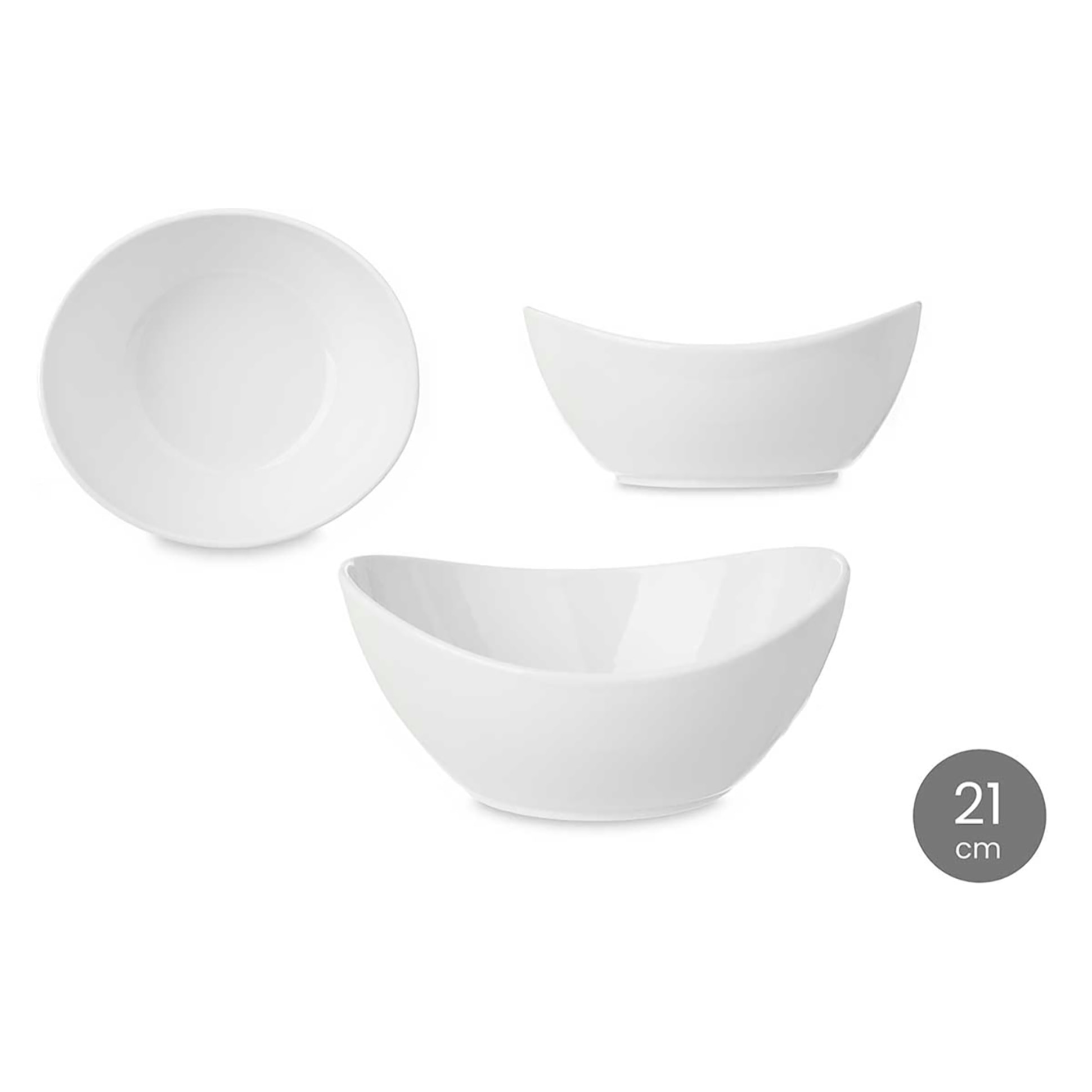 PACK 4 BOWLS OVALADOS PORCELANA 21 CM