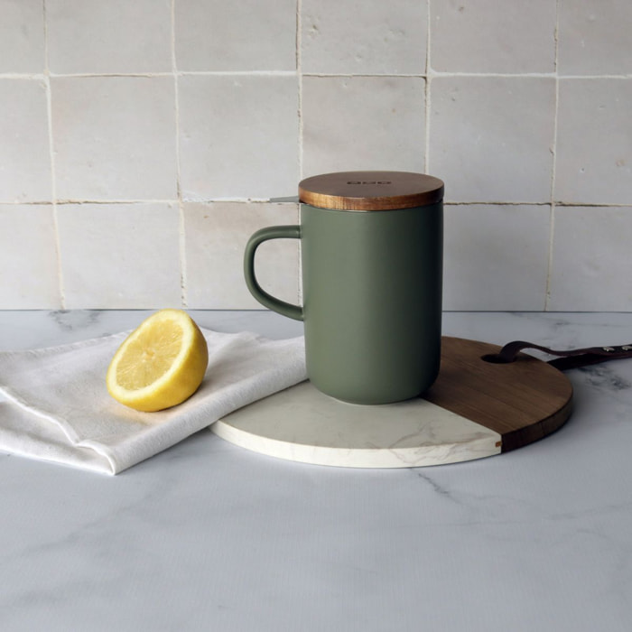 Tisanière en grès avec couvercle en bois d'acacia 475ml JULIET