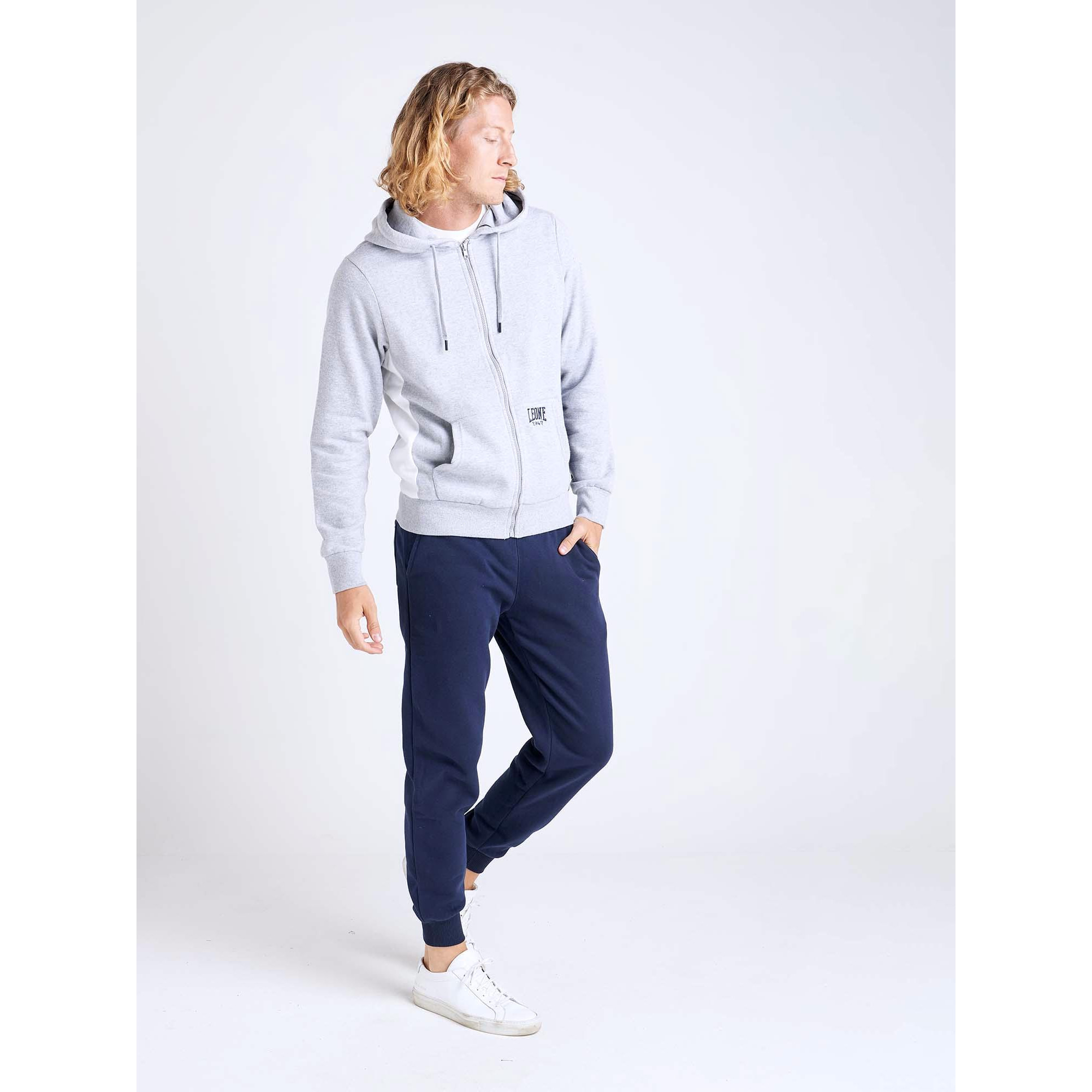 Tuta uomo con cappuccio e zip College Ash