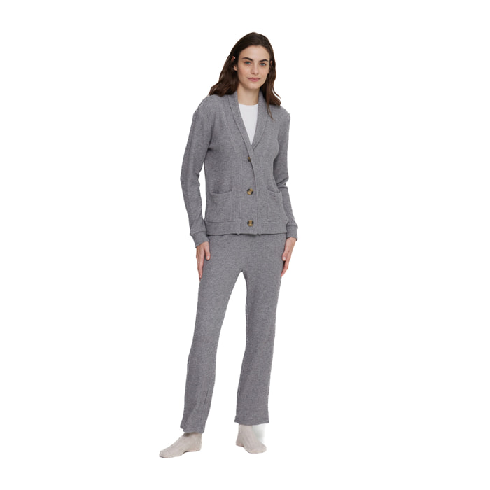 Completo loungewear donna caroline in maglina a coste Noidinotte