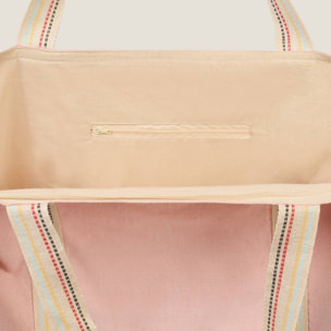 Bolsa grande algodón tejido Gem color rosa