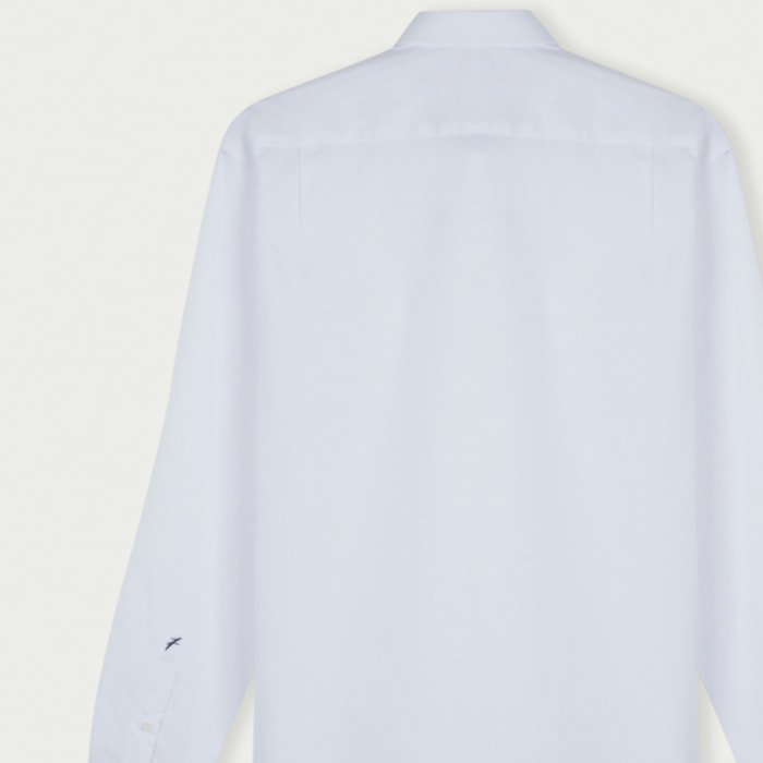 Camicia Uomo 1 Bottone Francese Popeline stretch Unito Bianco
