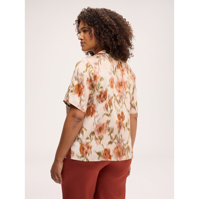Fiorella Rubino - Blusa con stampa in raso di viscosa - Beige