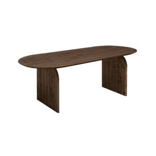 Table à manger ovale en bois massif ton noyer de différentes tailles