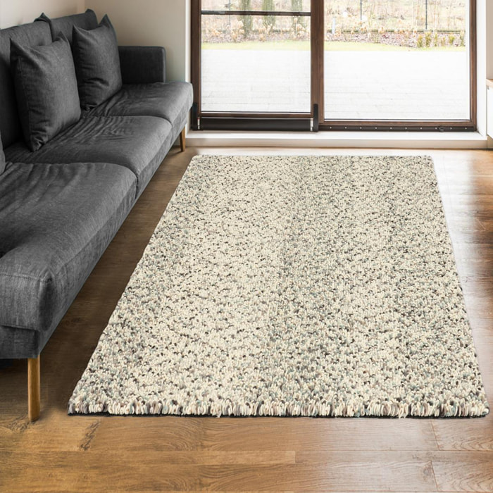 Tapis longs poils shaggy tissé en laine motif faux uni KABE