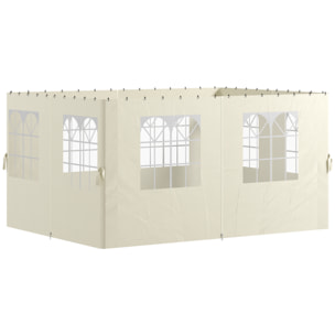 4 Paredes Laterales para Cenador 3x4 m Laterales de Carpa con Ganchos 8 Ventanas Protección UV Reemplazo Lateral para Carpa de Jardín Exterior Fiesta Crema