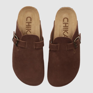 Sandalias de Serraje - Marron - Tacón: Bajo