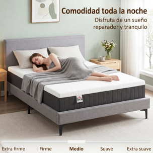 Colchón 190x135 cm, Grosor 25 cm, Colchón Viscoelástico de Muelles Ensacados de 7 Zonas, Firmeza Media, Funda Desmontable y Lavable, Certificado Oeko-Tex