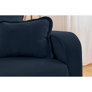 Albane - canapé 3 places - en velours côtelé - Bleu Ardoise