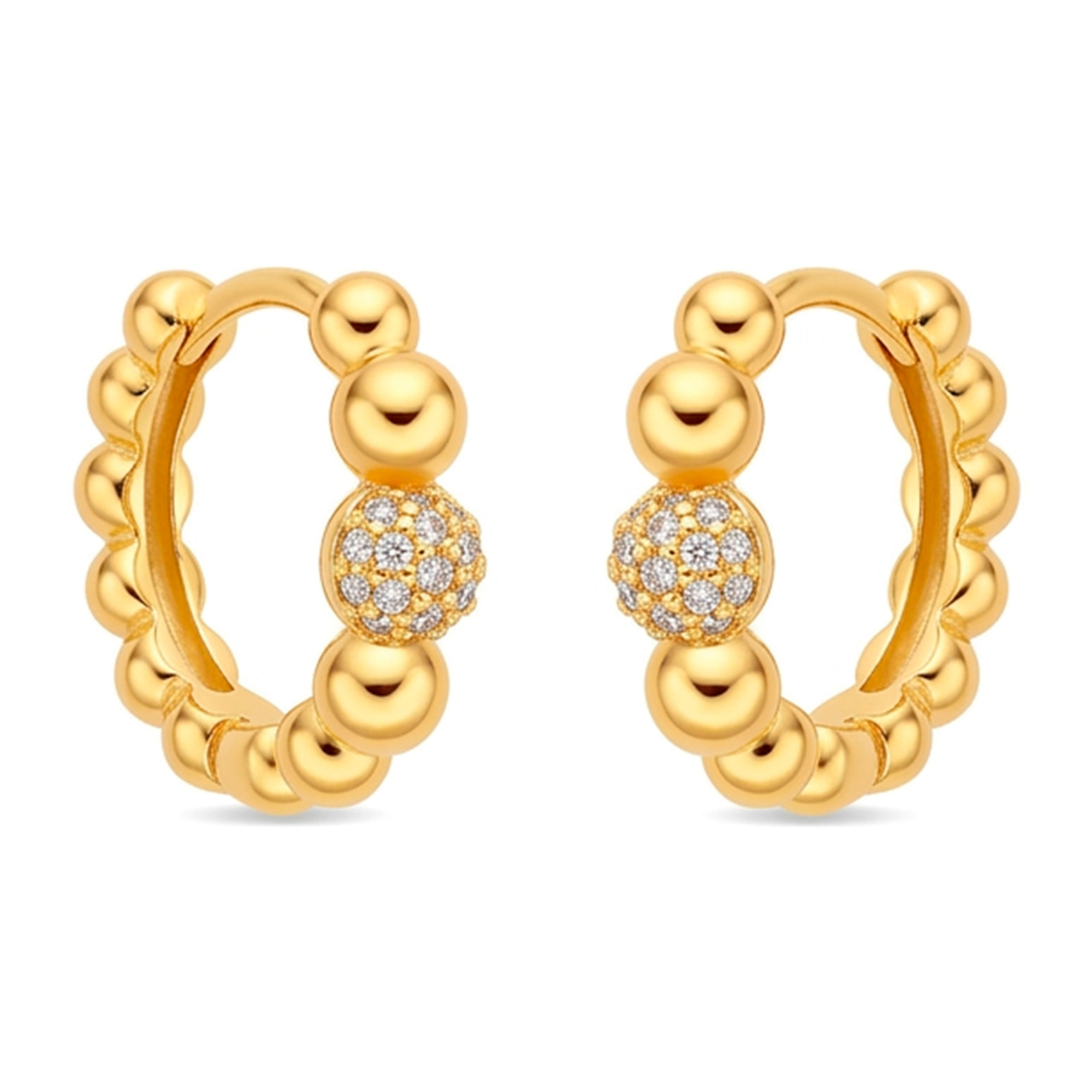 Pendientes de Circonita Brillante acabado en oro amarillo de 18k