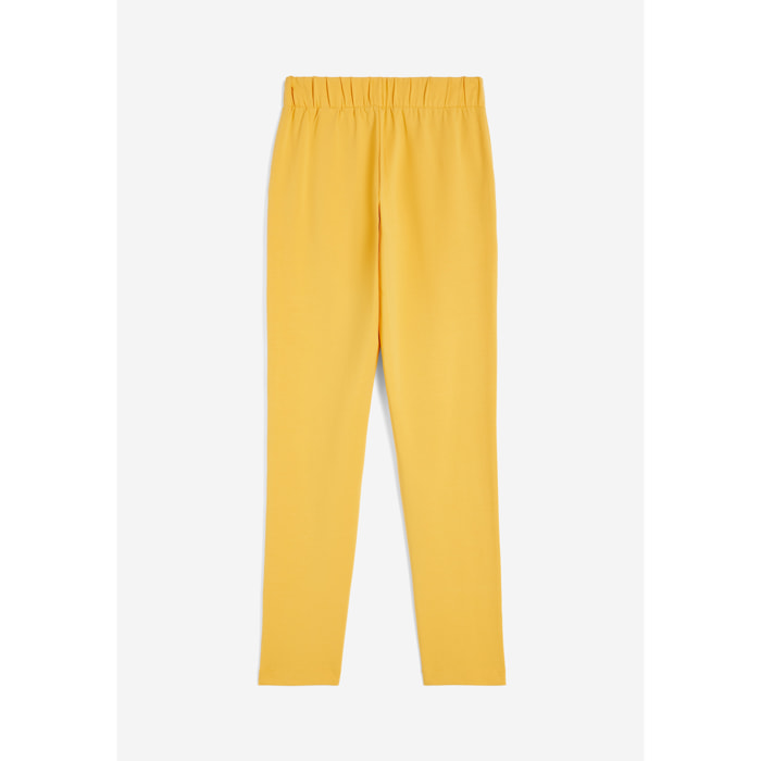 Pantaloni donna in jersey stretch con dettagli tropical