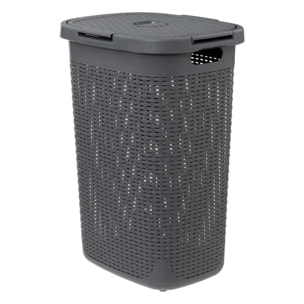 Corbeille Rattan 60L gris beton