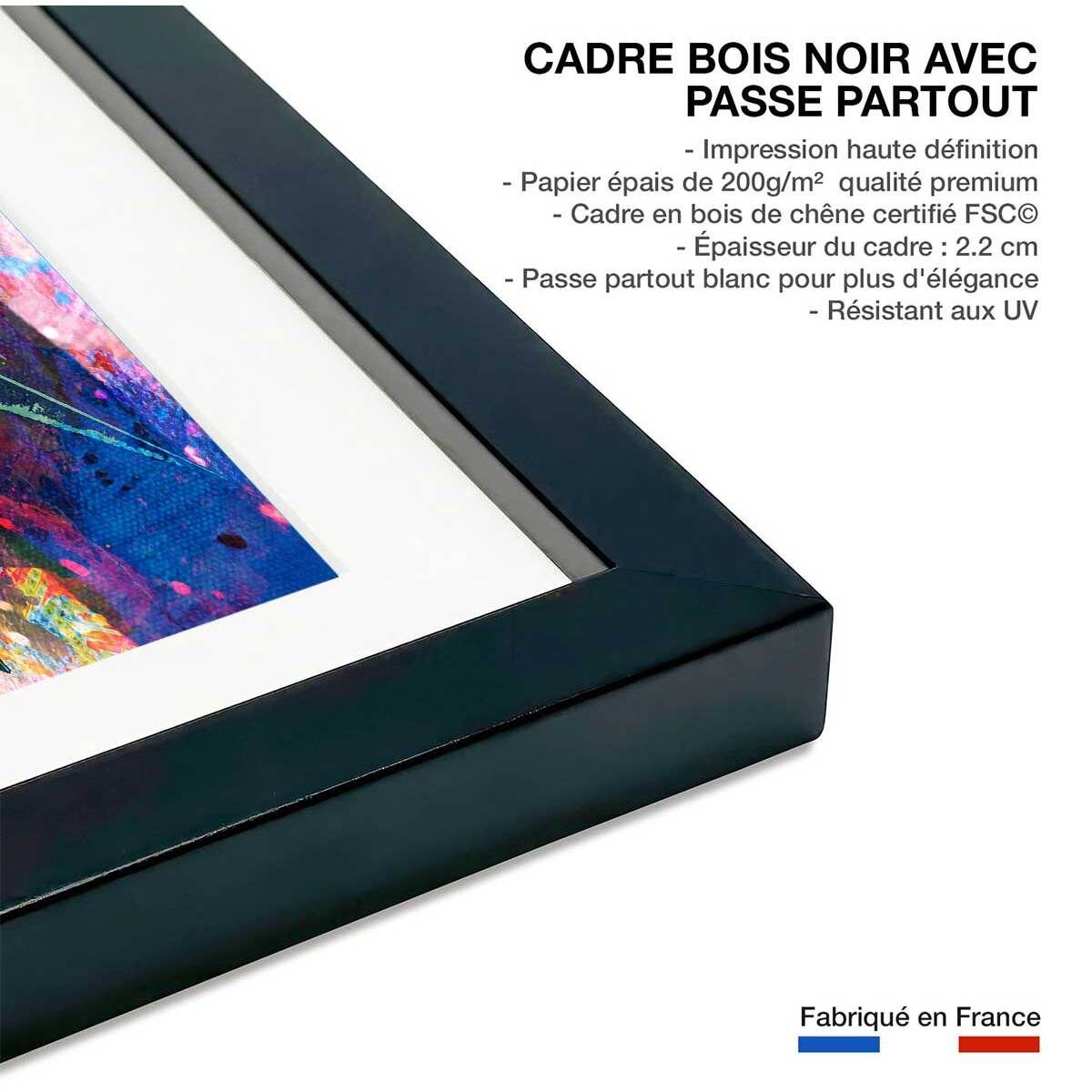 Affiche illustration graffiti statut de la liberté Affiche + cadre en bois - Noir