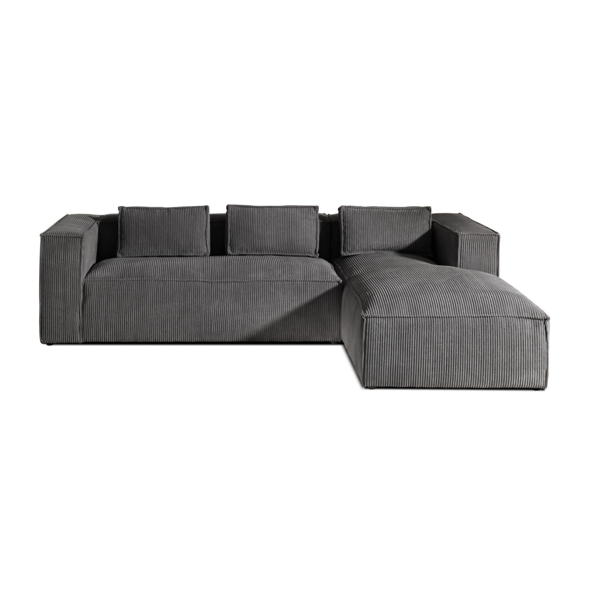 Stella - canapé d'angle droit en velours côtelé - 4 places -style contemporain - Gris foncé