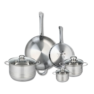Ensemble de 2 Poêles de cuisson 24 et 32 cm et 3 faitouts 12, 16 et 24 cm Elo Profi Brillant
