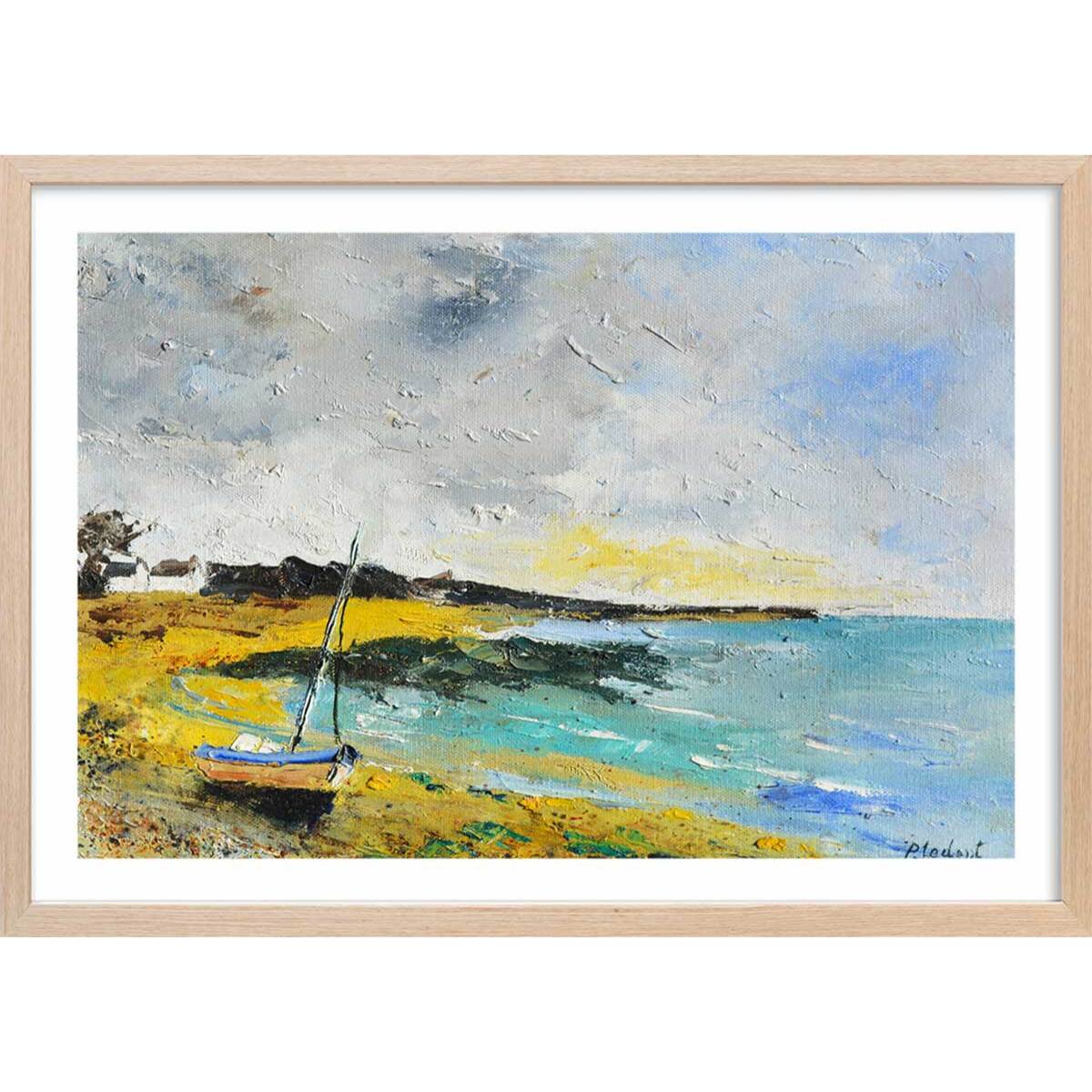 Affiche production aquarelle bretonne Affiche + cadre en bois - Chêne