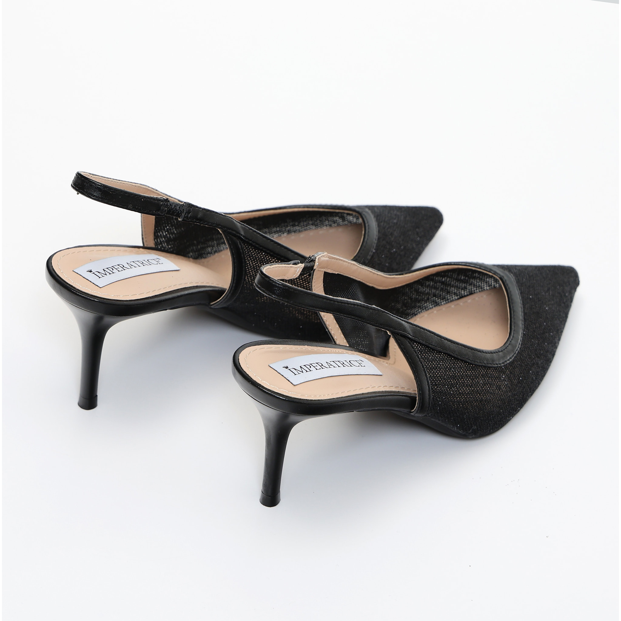 Dècolletè in simil pelle brillantinati