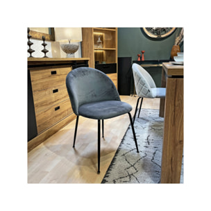 Chaise de repas tissu velours dossier capitonné pieds métal – CLEA 2