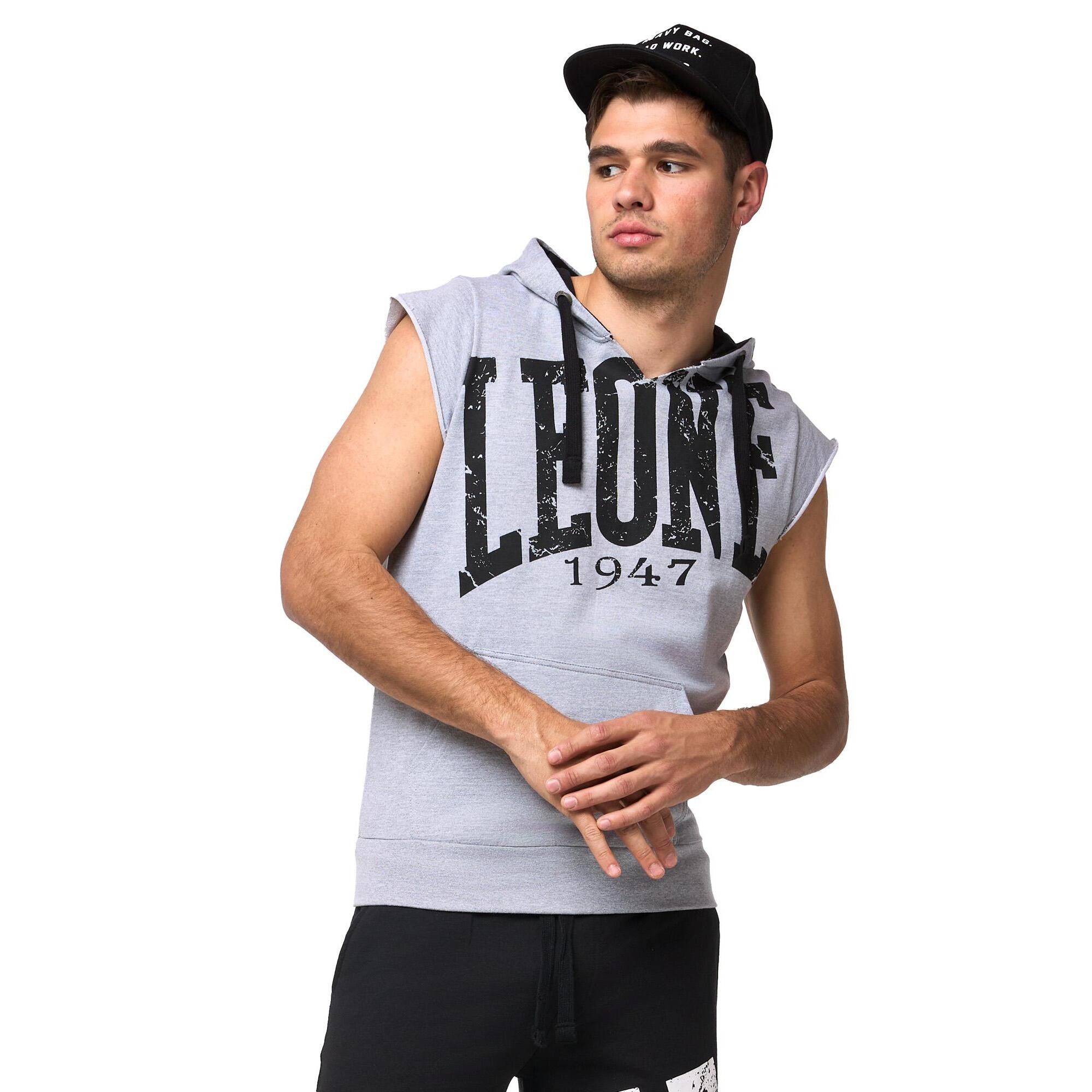 Felpa da uomo con cappuccio senza maniche non felpata Leone Boxing Legend