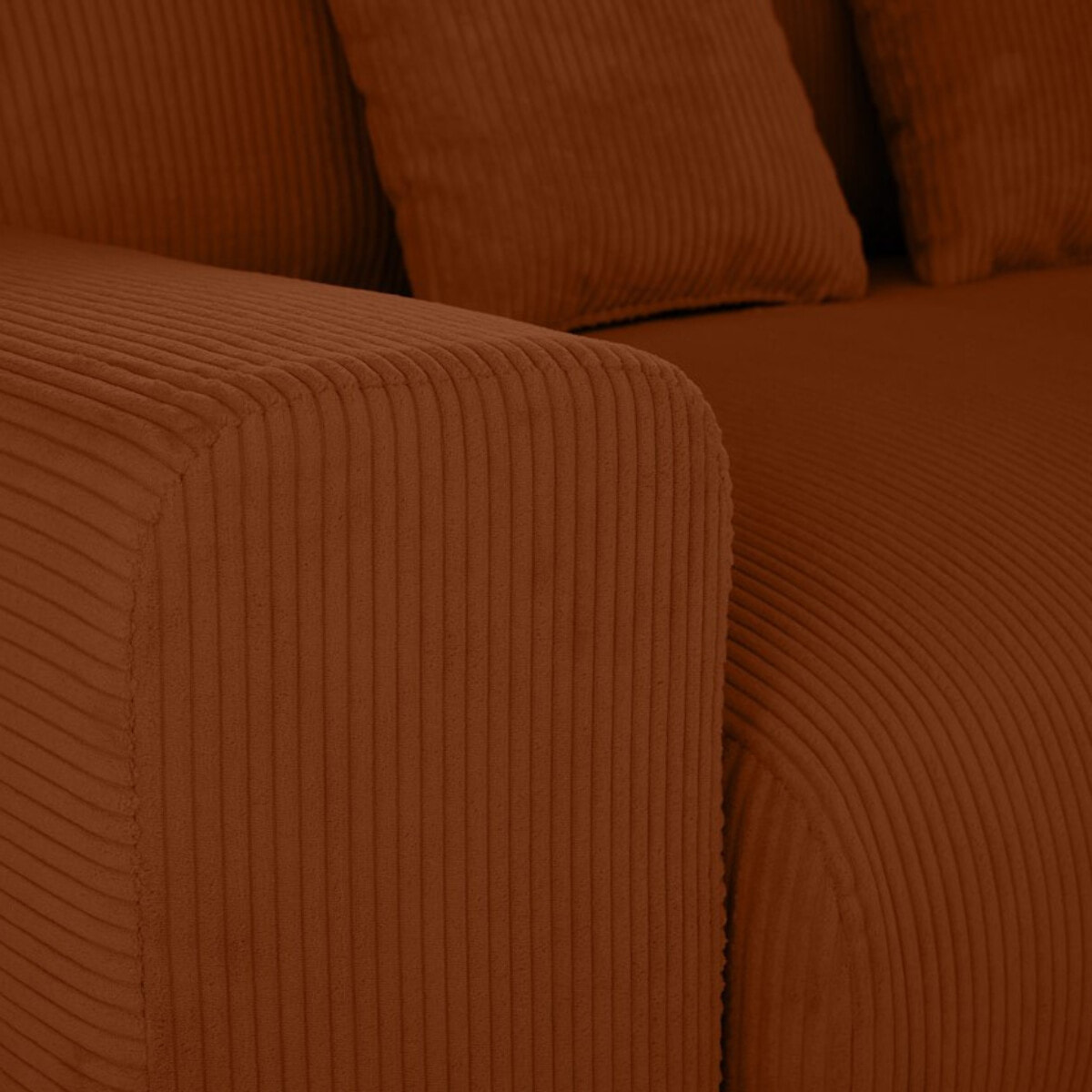 Garance - module d'assise 2 places avec accoudoir gauche - en velours côtelé - Terracotta