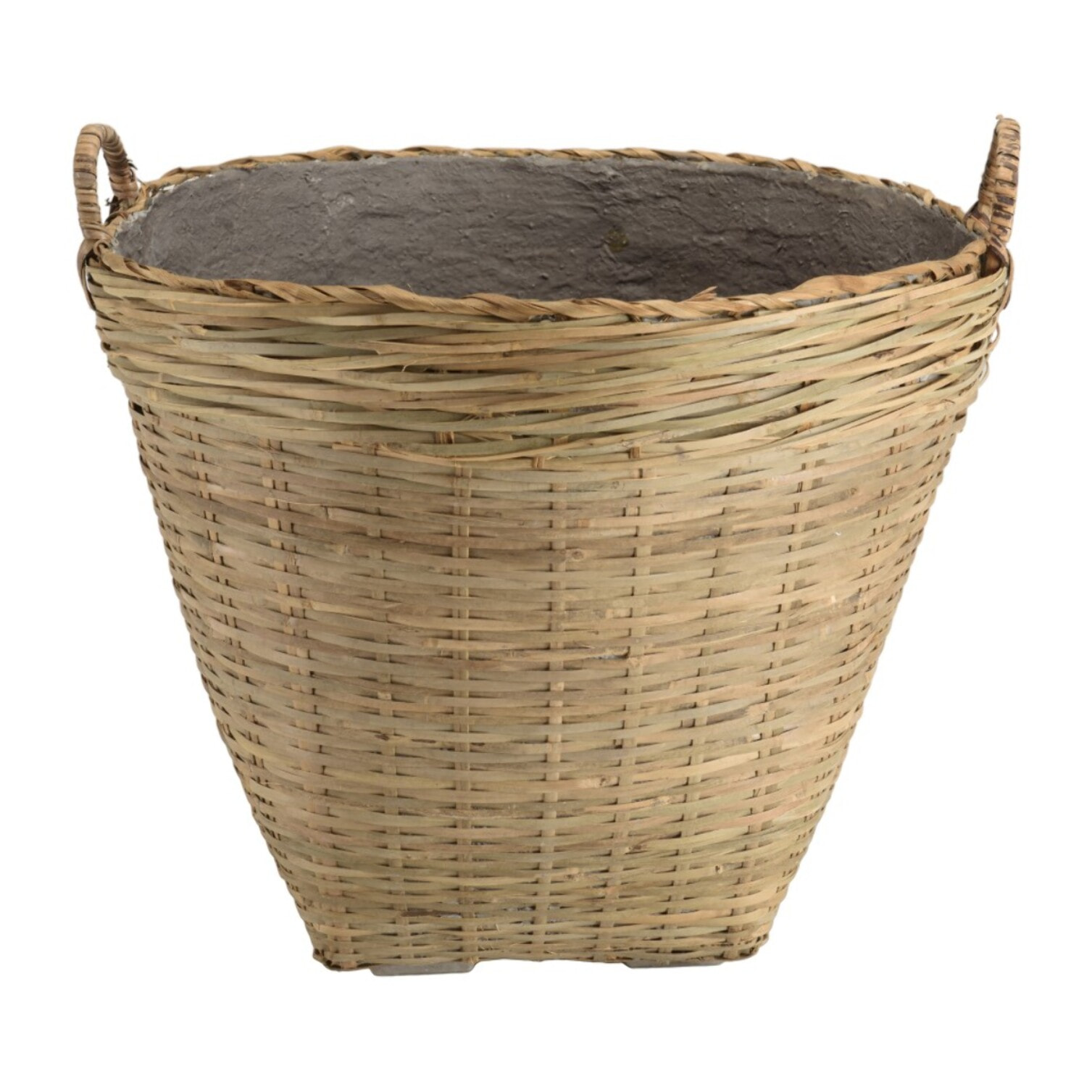 HECTOR - Pot de fleur rond 60x60cm en bambou naturel avec anses