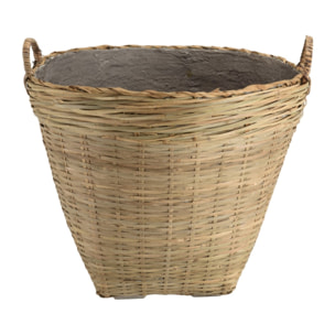 HECTOR - Pot de fleur rond 60x60cm en bambou naturel avec anses