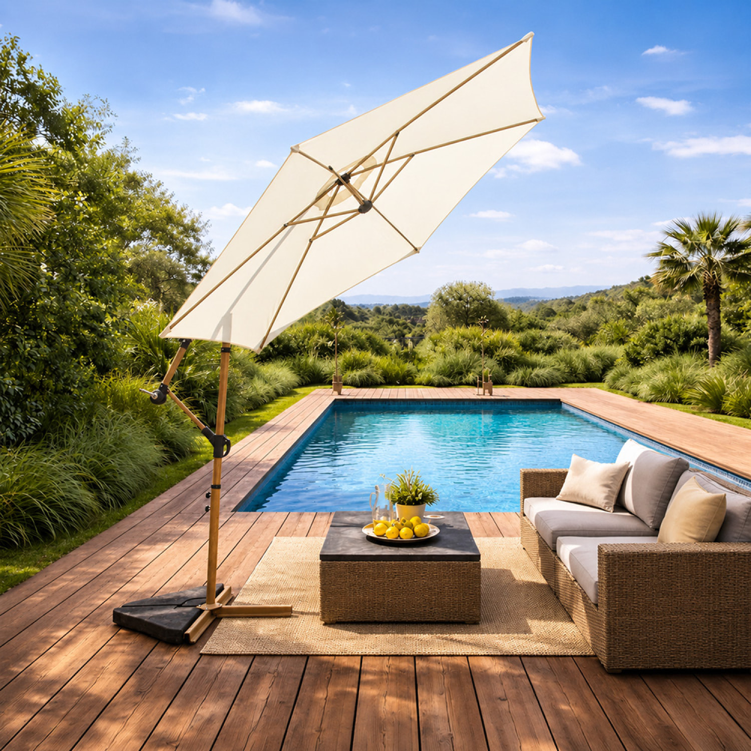 Parasol déporté octogonal  300 cm écru FREY