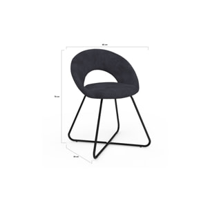 Chaises Malone en velours - Gris foncé / pied noir