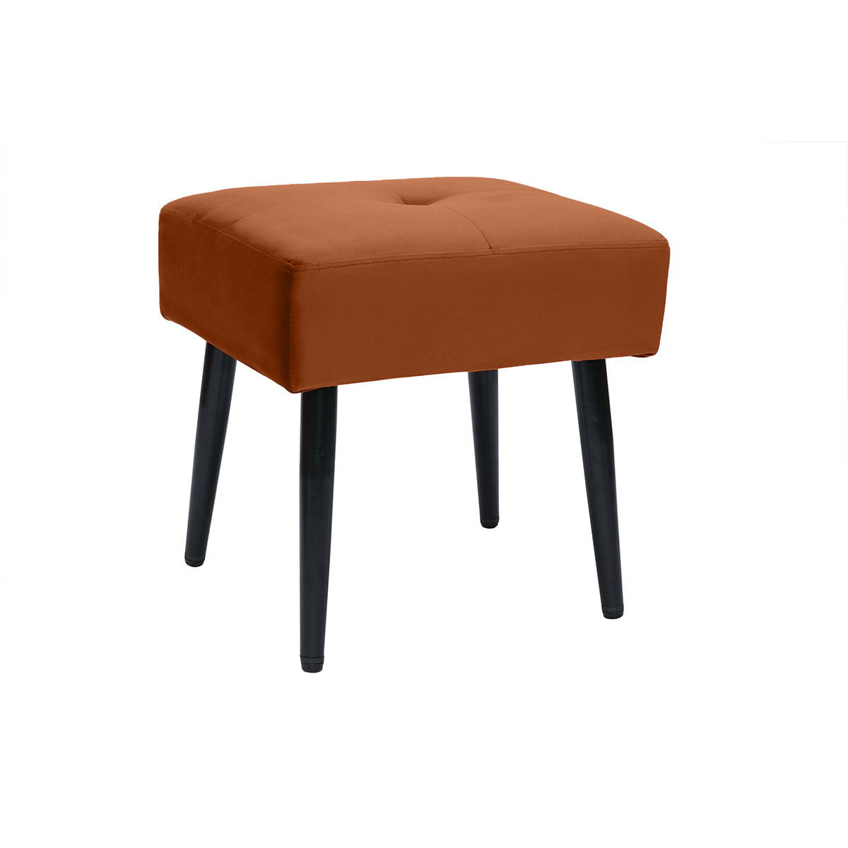 Tabouret bas en velours terre brulée et métal noir H46 cm GUESTA