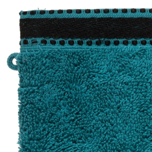 Lot de 2 gants de toilette "Joia" - coton 550 gr/m² - bleu canard 15x21 cm