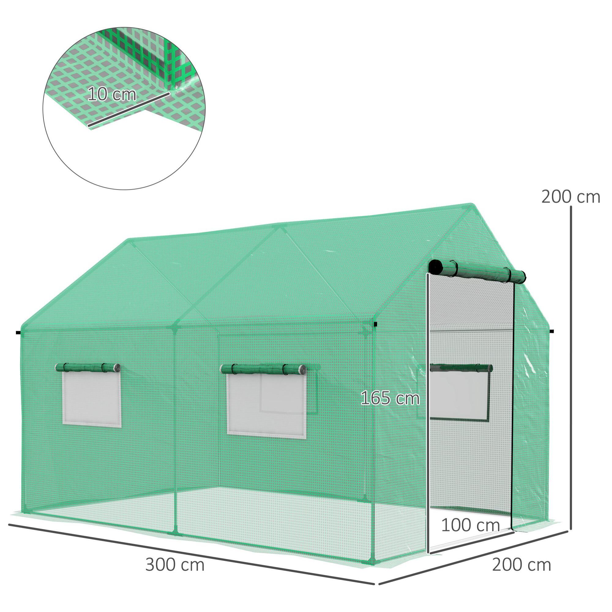 Invernadero de Exterior 2x3x2 m Invernadero de Túnel con 4 Ventanas de Malla y Puerta con Cremallera Invernadero de Huerto Anti-UV para Patio Jardín Verde