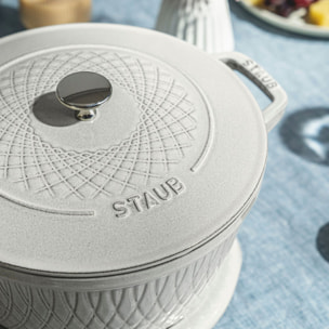 Cocotte twister 20 cm, Rond(e), Truffe blanche, Fonte