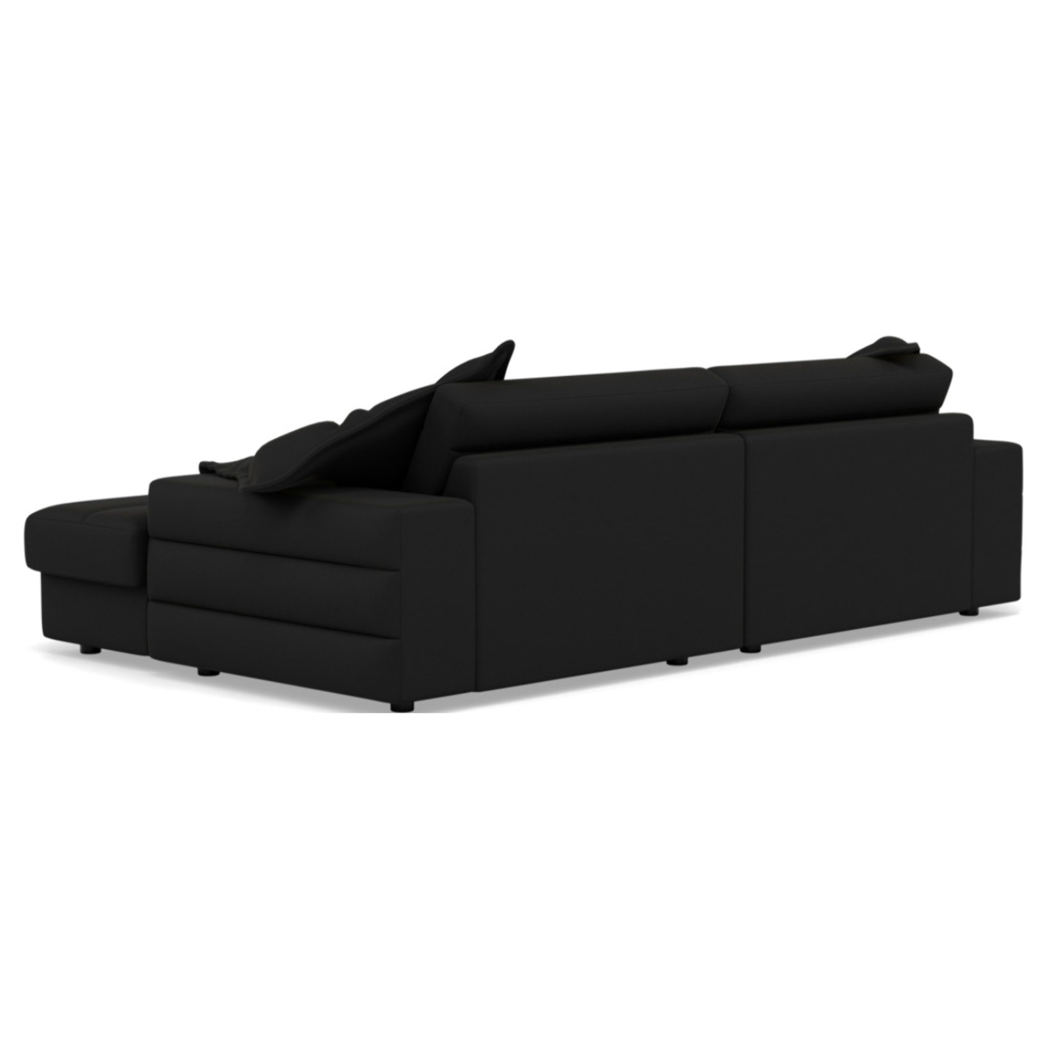 Giulia - canapé droit 4 places double méridienne - assise profonde - en tissu texturé - Noir