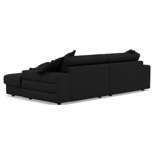 Giulia - canapé droit 4 places double méridienne - assise profonde - en tissu texturé - Noir