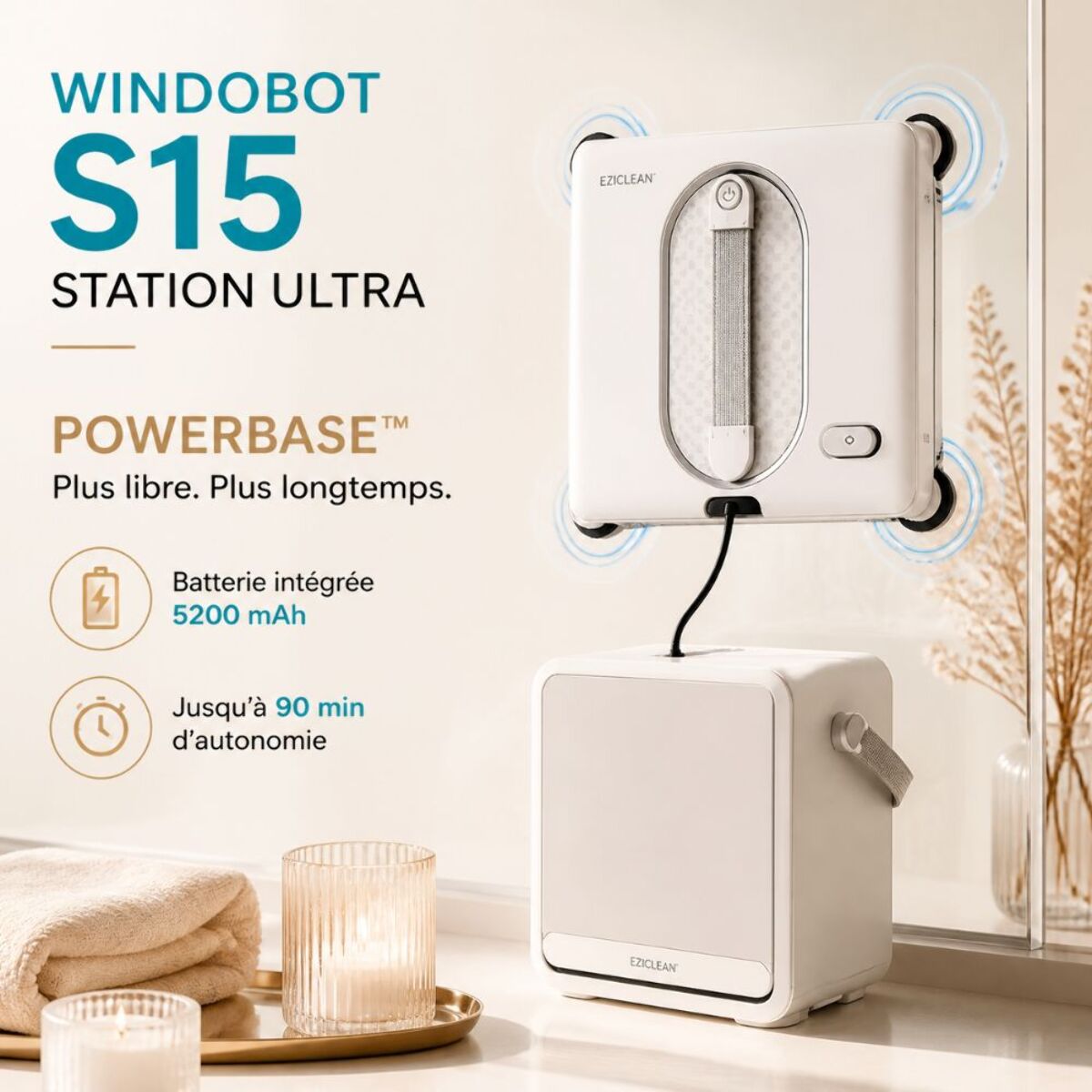 Robot Lave-vitres avec Station eziclean®Windobot S15 Station ULTRA