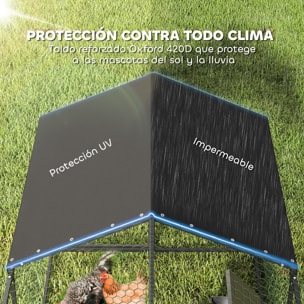 Gallinero para Exterior Grande, 3x1x1 m, Gallinero Metálico con Cubierta Tela Oxford, Anti-UV e Impermeable, 2 Puertas con Cerradura, Jaula para 3-5 Gallinas, Patos o Conejos, Negro
