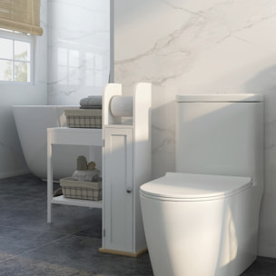 Mueble Auxiliar de Baño Columna de Baño Mueble de Suelo de Baño con Estantes Ajustables y Portarrollos de Papel 20x20x80 cm Blanco