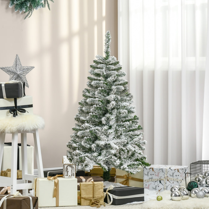 Sapin de Noël artificiel aspect enneigé Ø 70 x 120H cm 200 branches épines imitation Nordmann grand réalisme