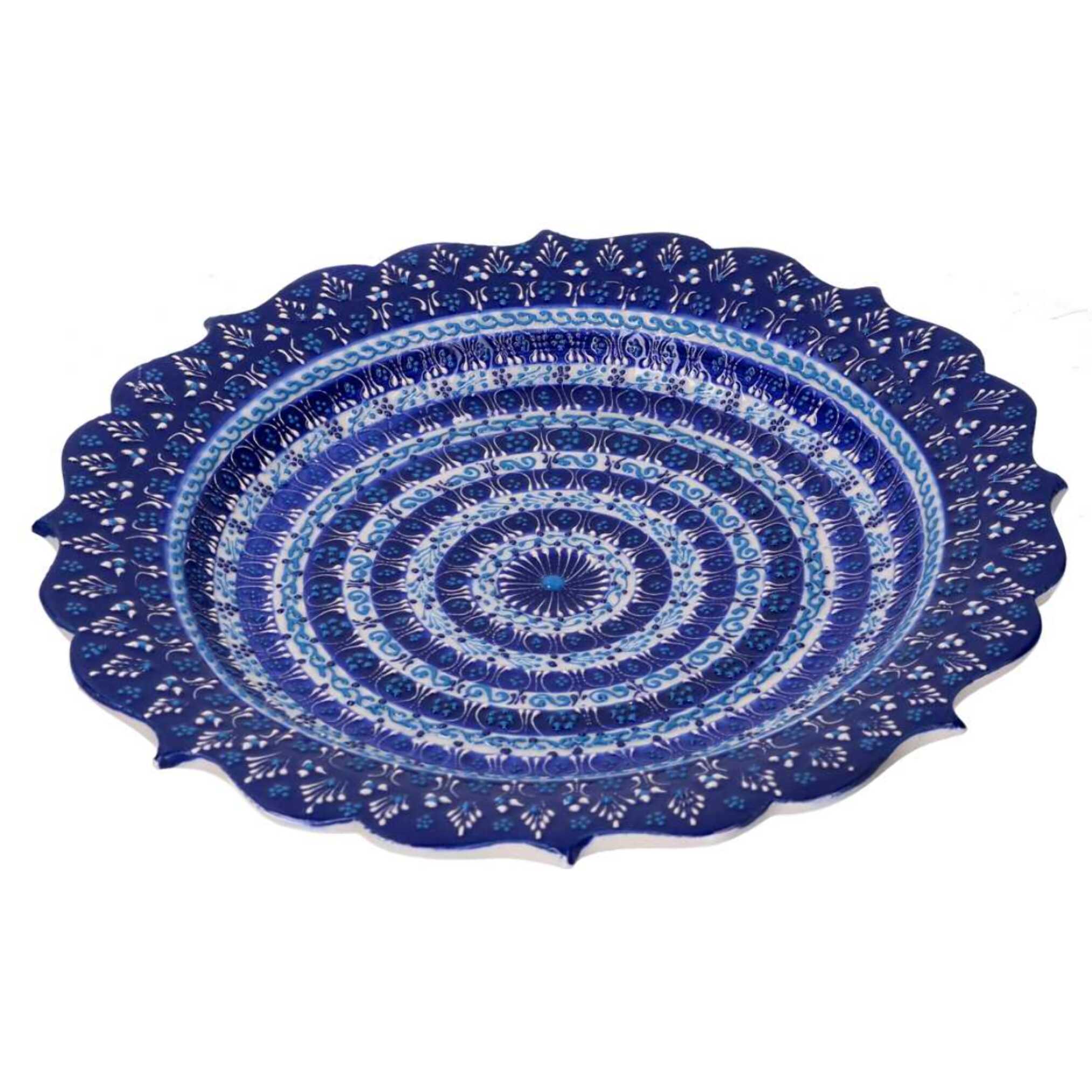 Piatto decorativo in ceramica blu cm ø30h3