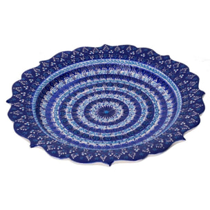Piatto decorativo in ceramica blu cm ø30h3