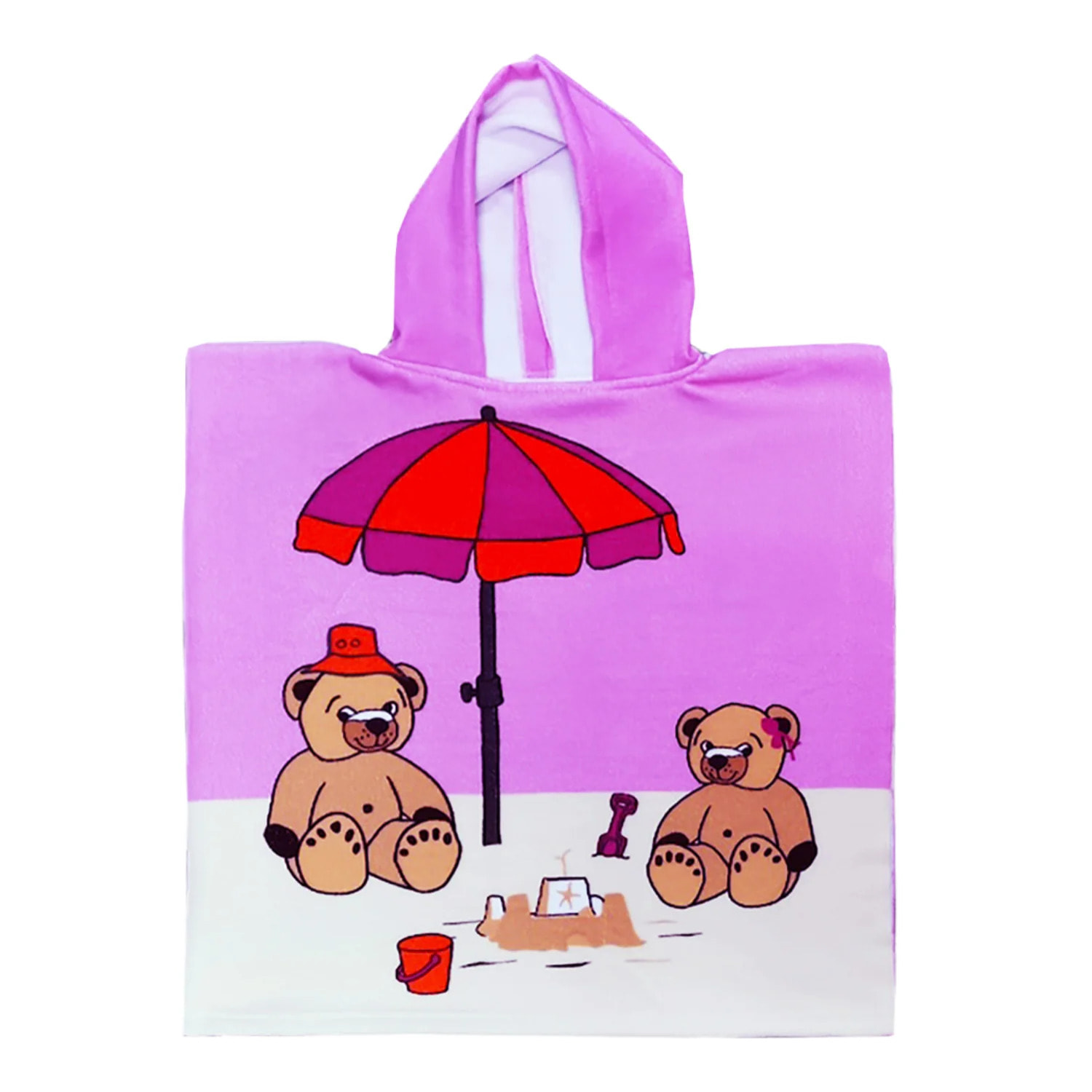 Poncho de bain microfibre enfant - Nounours - 60x60cm - 220g/m²